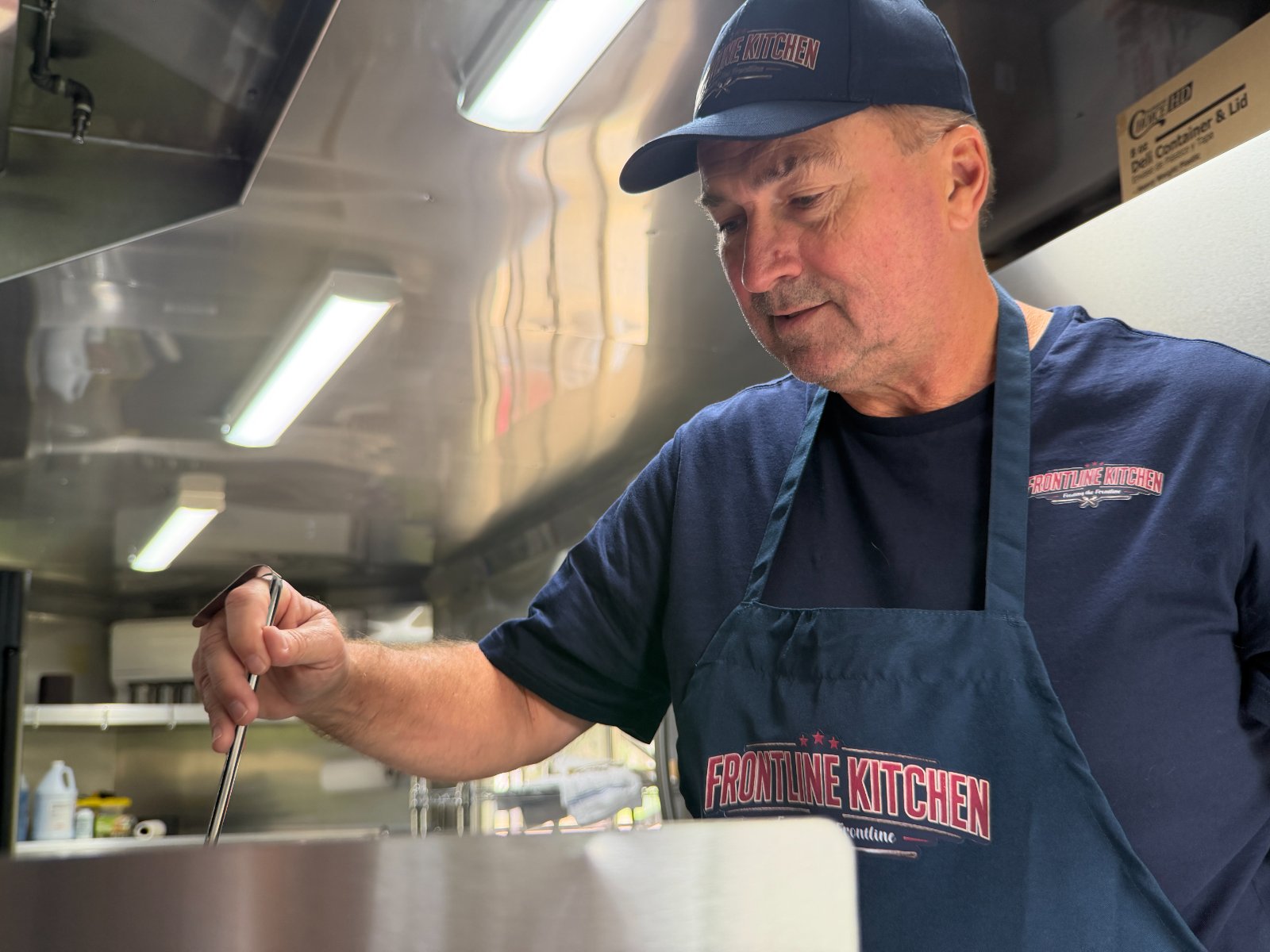 Cooking a batch of meals in the truck